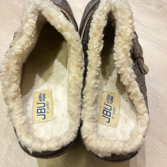 JBU Sweden Womens Memory Foam Wedge Marie Jane Clogs Leather Brown Size 11 M - Picture 5 of 8